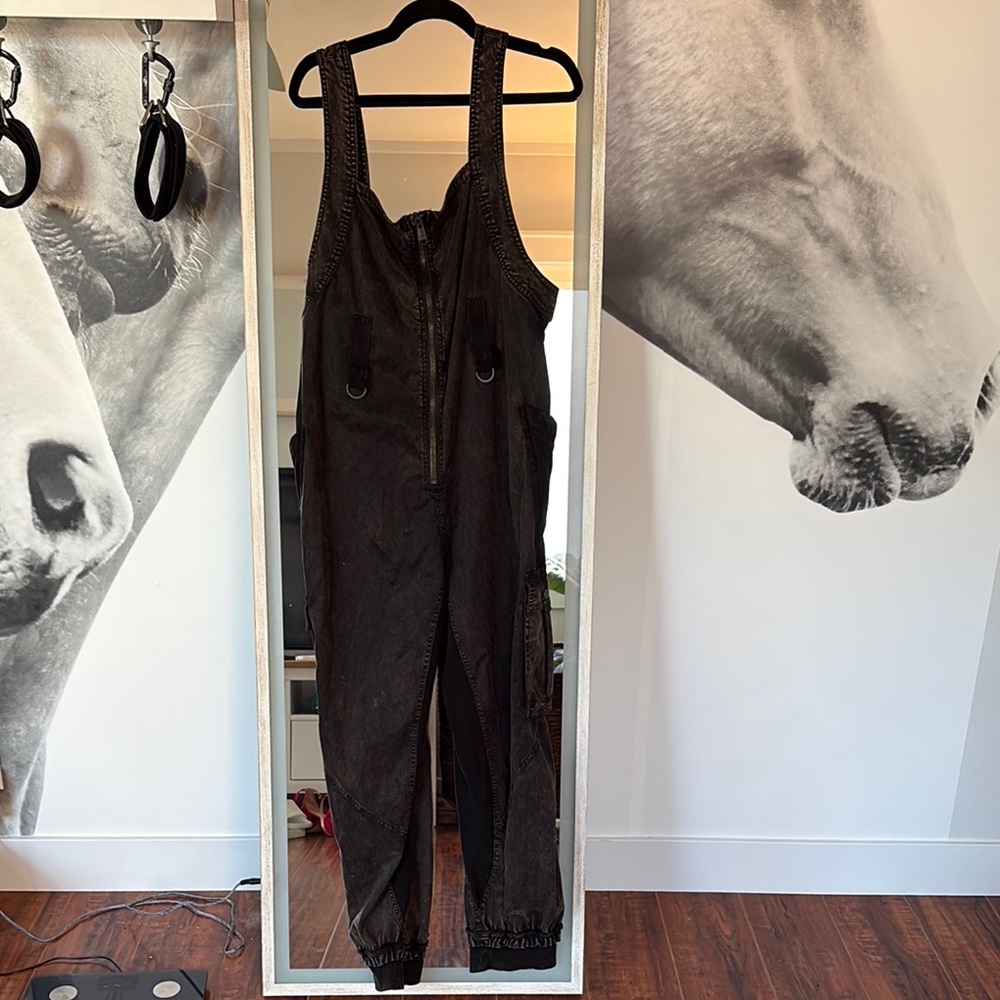 FP Movement by Free People Black Overalls Classic Bib Design
